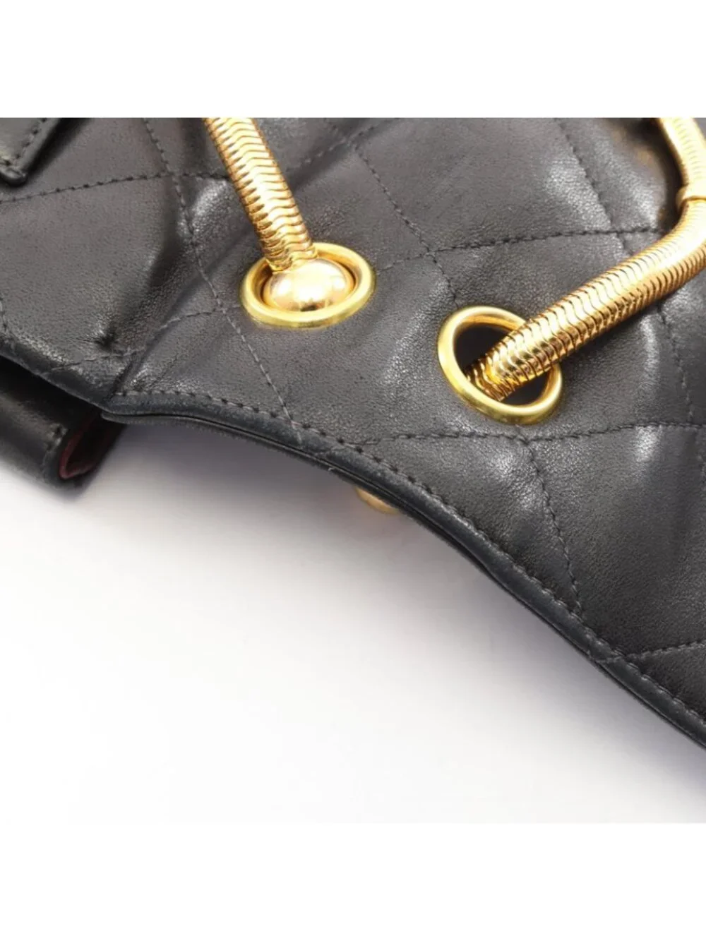Chanel Shoulder Bag Quilted Black Lambskin CC Logo Snake Chain